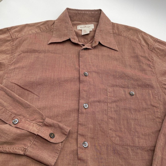 Ermenegildo Zegna Button Down Shirt Medium Two Toned 100% Cotton Made in Italy - Picture 2 of 6